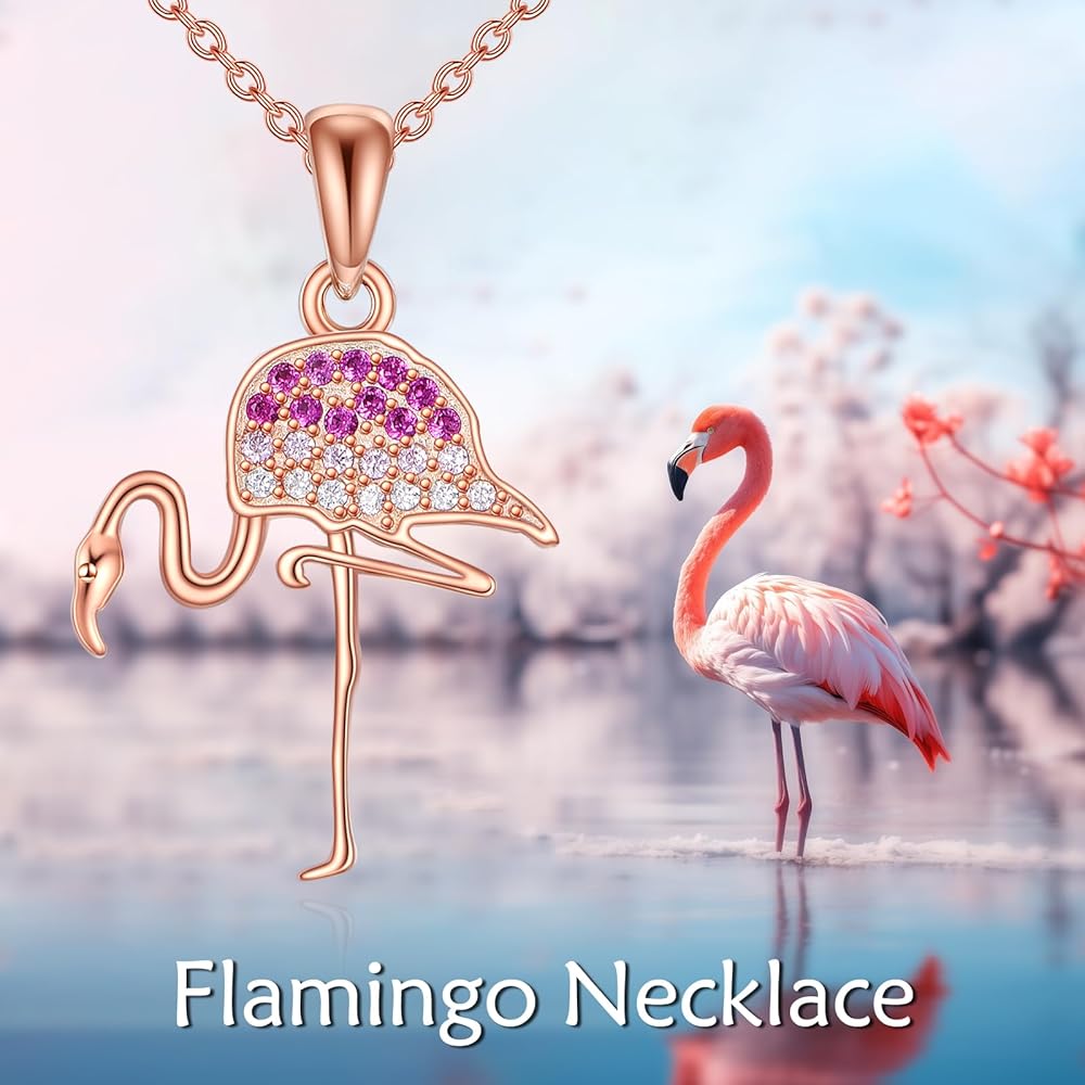 Amazon.com: KZX Flamingo Necklace S925 Sterling Silver